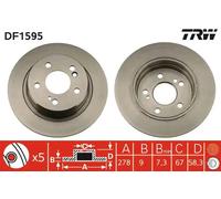 2x Disque de frein plein DF1595 TRW pour MERCEDES-BENZ 190 SL