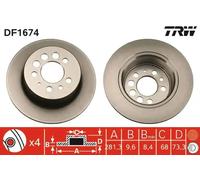 2x Disque de frein plein DF1674 TRW pour VOLVO 240 240 Kombi 760 940 960 Kombi