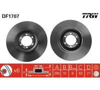 2 x TRW DF1707 Disque de frein pour ALFA ROMEO