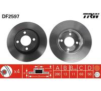 Disque de frein TRW DF2597 avant, plein, à haute teneur en carbone, 1 pièce
