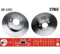 2x Disque de frein plein DF2757 TRW pour MERCEDES-BENZ CHRYSLER