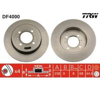 2x Disque de frein plein DF4000 TRW pour NISSAN SUNNY III Hatchback 100NX