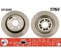 Disque de frein TRW DF4066 arrière, plein, 1 pièce
