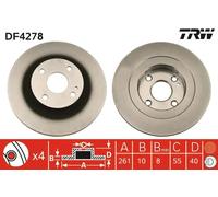 Disque de frein TRW LUC DF4278 arrière, plein, 1 pièce
