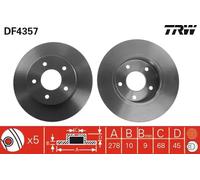 2x TRW DF4357 Disque de Frein pour Nissan Almera Tino V10 Primera P11 P12 WP12