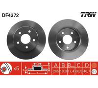 2x Disque de frein plein DF4372 TRW pour FORD FOCUS II FOCUS C-MAX C-MAX