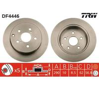 Disque de frein TRW DF4446 arrière, plein, 1 pièce