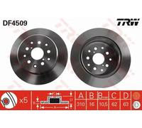 2x Disque de frein plein DF4509 TRW pour LEXUS GS IS I IS SportCross