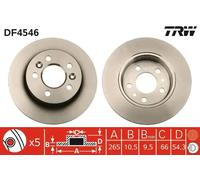Disque de frein TRW DF4546 arrière, plein, 1 pièce