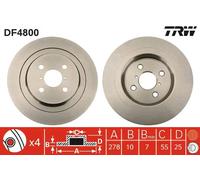 2x Disque de frein plein DF4800 TRW pour TOYOTA DAIHATSU