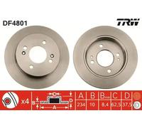 2x Disque de frein plein DF4801 TRW pour KIA HYUNDAI
