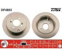 Disque de frein TRW DF4803 arrière, plein, 1 pièce