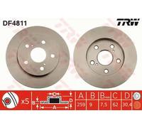 Disque de frein TRW DF4811 arrière, plein, 1 pièce