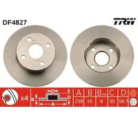 2x Disque de frein plein DF4827 TRW pour TOYOTA COROLLA Compact COROLLA