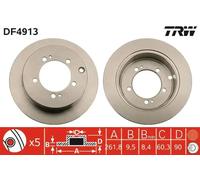 2x Disque de frein plein DF4913 TRW pour MITSUBISHI PAJERO PININ I