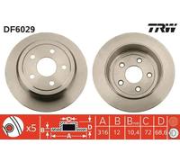 Disque de frein TRW DF6029 arrière, plein, 1 pièce