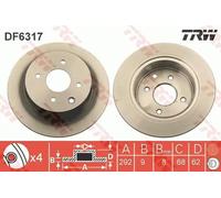 Disque de frein TRW DF6317 arrière, plein, 1 pièce