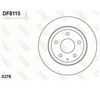 Disque de frein TRW DF8115 arrière, plein, 1 pièce