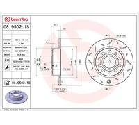 2x Disque de frein rainuré 08.9502.1S BREMBO