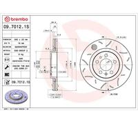 2x Disque de frein rainuré 09.7012.1S BREMBO