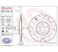 2x Disque de frein rainuré 09.C170.1S BREMBO
