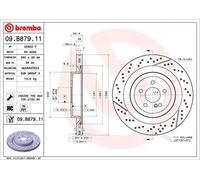 Disque de frein BREMBO 09B87911 arrière, ventilé, rainuré, à haute teneur en carbone, 1 pièce
