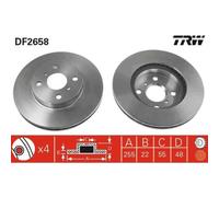 2x Disque de frein TRW DF2658 convient pour TOYOTA CHEVROLET GREAT WALL
