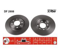 2x Disque de frein TRW DF2808 convient pour CITROËN PEUGEOT