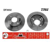 2x Disque de frein TRW DF3032 convient pour SUBARU SUZUKI CHEVROLET MARUTI