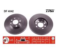 2x Disque de frein TRW DF4042 convient pour VAUXHALL CHEVROLET OPEL