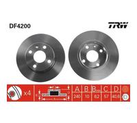 2x Disque de frein TRW DF4200 convient pour VAUXHALL OPEL