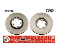 2x Disque de frein TRW DF4216 convient pour FORD
