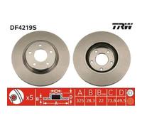 2x Disque de frein TRW DF4219S convient pour DAIMLER JAGUAR