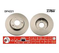 2x Disque de frein TRW DF4221 convient pour LAND ROVER