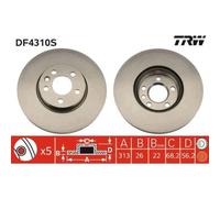 2x Disque de frein TRW DF4310S convient pour SEAT VW FORD AUDI
