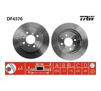 2x Disque de frein TRW DF4376 convient pour SUBARU SUZUKI VAUXHALL OPEL