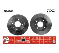 2x Disque de frein TRW DF4463 convient pour SMART MERCEDES-BENZ MITSUBISHI