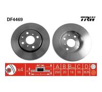 2x Disque de frein TRW DF4469 convient pour TALBOT TOYOTA CITROËN BYD PEUGEOT