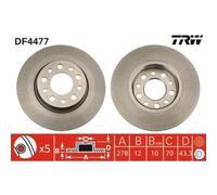 2x Disque de frein TRW DF4477 convient pour ALFA ROMEO FIAT LANCIA JEEP