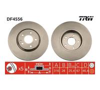 2x Disque de frein TRW DF4556 convient pour MERCEDES-BENZ