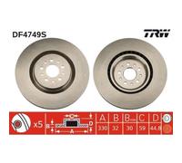 2x Disque de frein TRW DF4749S convient pour ALFA ROMEO