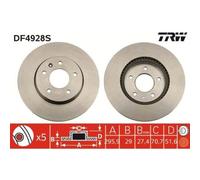 2x Disque de frein TRW DF4928S convient pour VAUXHALL CHEVROLET OPEL