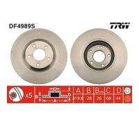 2x Disque de frein TRW DF4989S convient pour NISSAN RENAULT