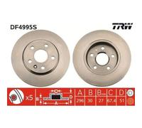 2x Disque de frein TRW DF4995S convient pour VAUXHALL CHEVROLET OPEL SAAB