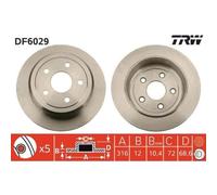 2x Disque de frein TRW DF6029 convient pour CHRYSLER JEEP