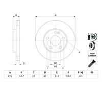 2x Disque de frein ventilé 0 986 479 186 BOSCH pour MERCEDES-BENZ CLASSE A