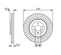 Disque de frein Bosch BD1711 - Disque plein 345 mm - Essieu avant - Certifié ECE-R90 - Longue durée de vie, protection anticorrosion avancée - Disque à l'unité