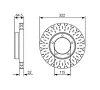 2x Disque de frein ventilé 0 986 479 A64 BOSCH pour TOYOTA LAND CRUISER Pick-up