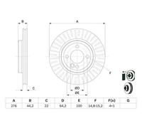 Disque de frein BOSCH 0 986 479 B39 avant, ventilé, à haute teneur en carbone, 1 pièce