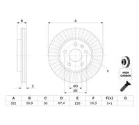 Disque de frein BOSCH 0 986 479 C16 avant, ventilé, à haute teneur en carbone, 1 pièce